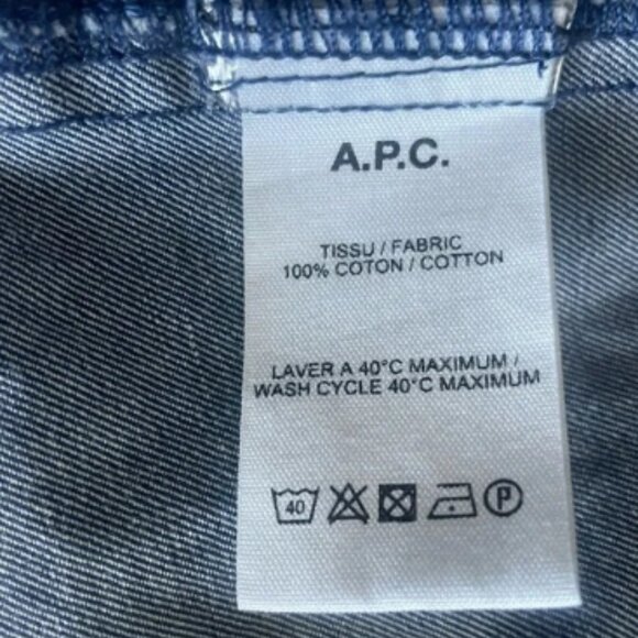 A.P.C. LOGO SHIRT Denim Long Sleeve Size Small - Picture 6 of 8